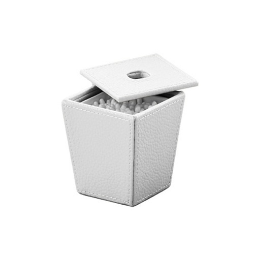 Bathroom Jar, Gedy 1504, Square Faux Leather Cotton Swab Jar 1504