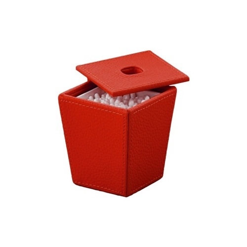 Bathroom Jar, Gedy 1504-06, Square Red Faux Leather Cotton Swab Jar 1504-06