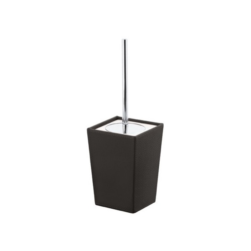 Toilet Brush, Gedy 1533-19, Square Wenge Faux Leather and Ceramic Toilet Brush Holder 1533-19