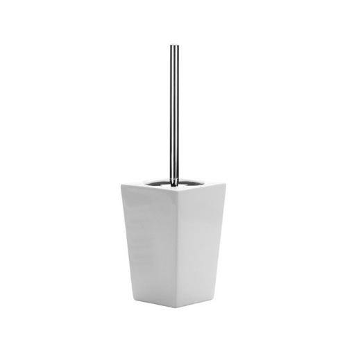 Toilet Brush, Gedy 1633-02, Square White Pottery Toilet Brush Holder 1633-02