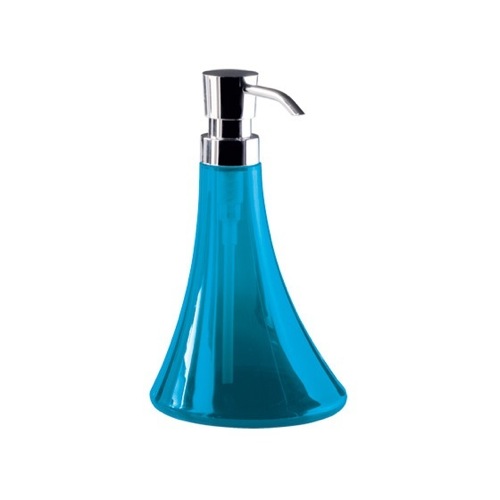 Soap Dispenser, Gedy 1780-92, Transparent Turquoise Round Soap Dispenser 1780-92