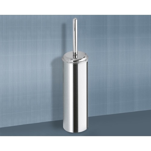 Toilet Brush, Gedy 2733-38, Round Satin Chrome Toilet Brush Holder 2733-38