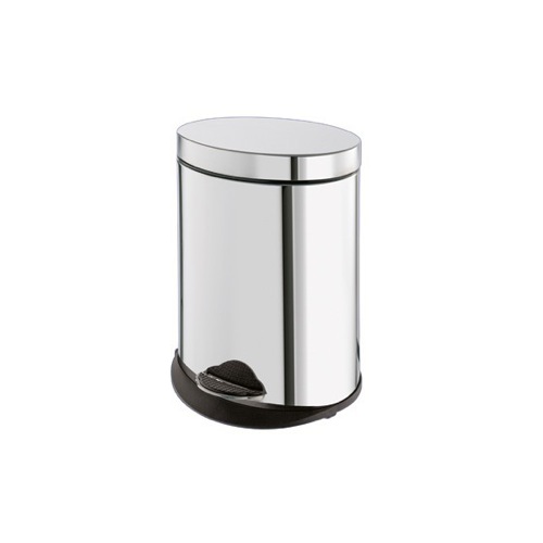 Waste Basket, Gedy 2809-13, Round Chrome Waste Bin With Pedal 2809-13