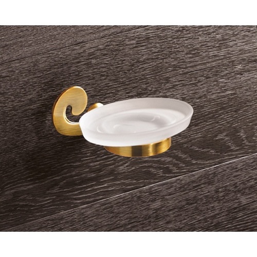 Soap Dish, Gedy 3311-44, Wall Mounted Frosted Glass Soap Holder With Bronze Mounting 3311-44