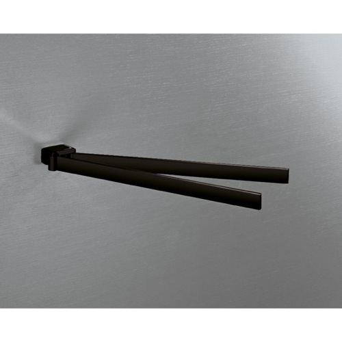 Swivel Towel Bar, Gedy 5423-M4, 15 Inch Square Double Swivel Towel Bar In Matte Black 5423-M4