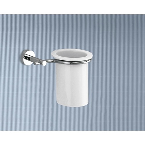 Toothbrush Holder, Gedy 6510-13, Wall Mounted Porcelain Toothbrush Holder With Chrome Mounting 6510-13