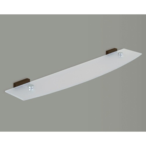 Bathroom Shelf, Gedy 6619-60-19, Frosted Glass Bathroom Shelf With Chrome Holder, Wood Base 6619-60-19