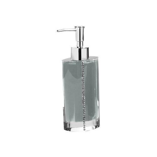 Soap Dispenser, Gedy 7481-73, Silver Countertop Soap Dispenser with Crystals 7481-73