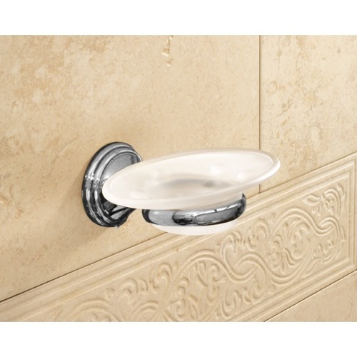 Soap Dish, Gedy 7511-13, Wall Mounted Frosted Glass Soap Dish With Chrome Mounting 7511-13