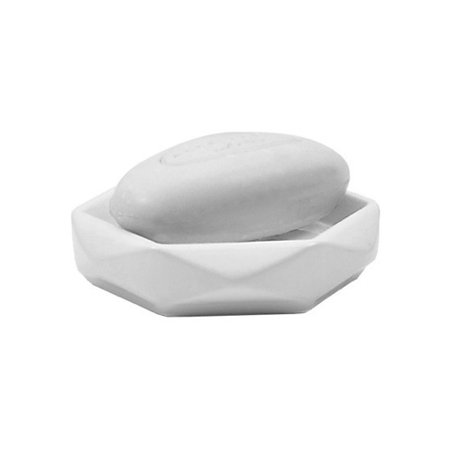Soap Dish, Gedy DA11-02, Diamond Shaped White Ceramic Soap Holder DA11-02