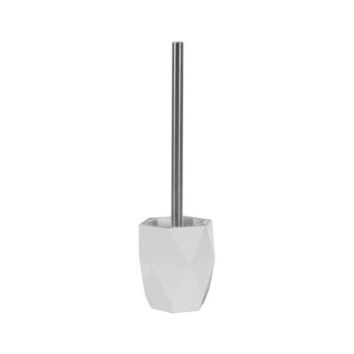 Toilet Brush, Gedy DA33-02, Round Diamond Shaped White Ceramic Toilet Brush Holder DA33-02