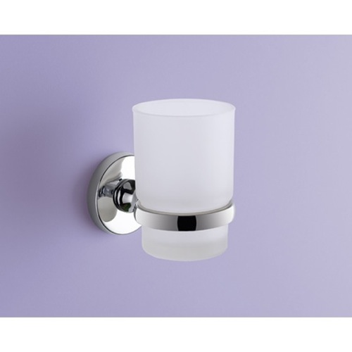 Toothbrush Holder, Gedy FE10-13, Wall Mounted Frosted Glass Toothbrush Holder With Chrome Mounting FE10-13