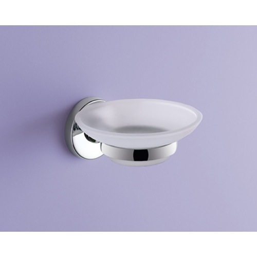 Soap Dish, Gedy FE11-13, Wall Mounted Frosted Glass Soap Dish With Chrome Mounting FE11-13