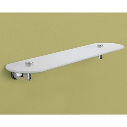 Bathroom Shelf, Gedy GE19-55-13, Frosted Glass Bathroom Shelf With Chrome Holders GE19-55-13