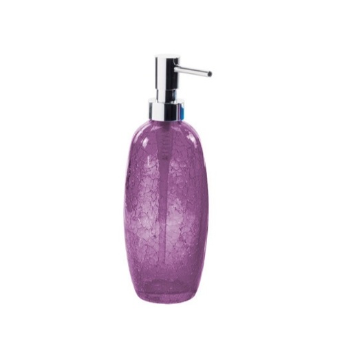 Soap Dispenser, Gedy GI81-70, Round Purple Crackled Glass Soap Dispenser GI81-70