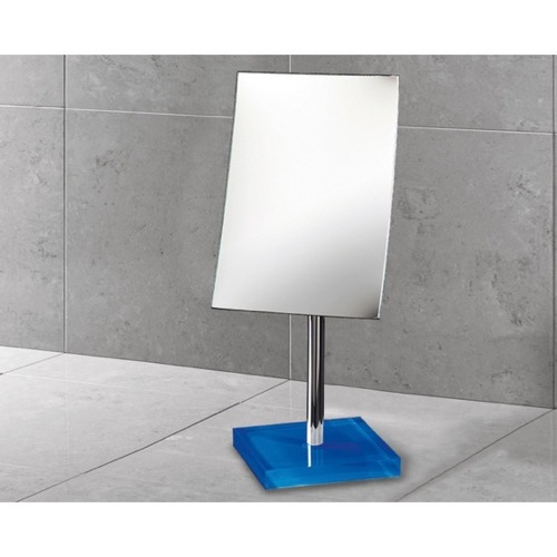 Makeup Mirror, Gedy RA2018-05, Square Magnifying Mirror with Blue Base RA2018-05