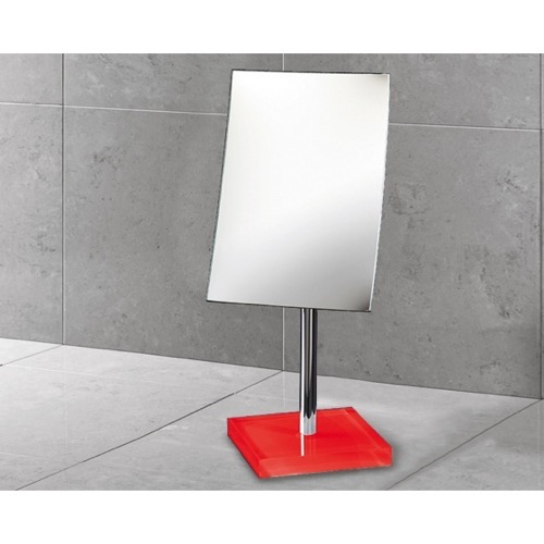 Makeup Mirror, Gedy RA2018-06, Square Magnifying Mirror with Red Base RA2018-06