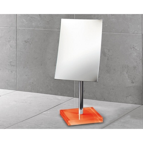 Makeup Mirror, Gedy RA2018-67, Square Magnifying Mirror with Orange Base RA2018-67