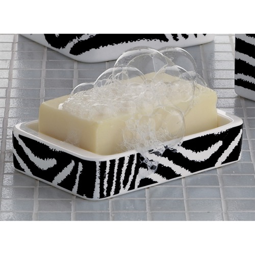 Soap Dish, Gedy 1311-46, Rectangle White Black Soap Holder 1311-46