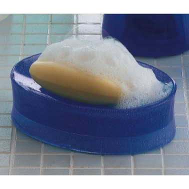 Soap Dish, Gedy 1411-SM, Blue, Green, or White Glass Oval Soap Dish 1411-SM