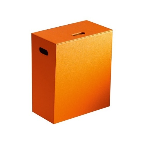 Laundry Basket, Gedy 1537-67, Floor Standing Orange Faux Leather Laundry Basket 1537-67
