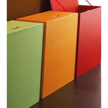 Laundry Basket, Gedy 1539-67, Rectangle Orange Faux Leather Laundry Basket 1539-67