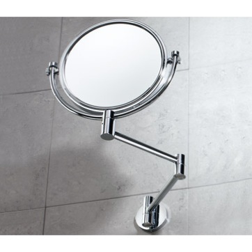 Makeup Mirror, Gedy 2104-13, Wall Double Sided Chrome 2x Magnifying Mirror 2104-13