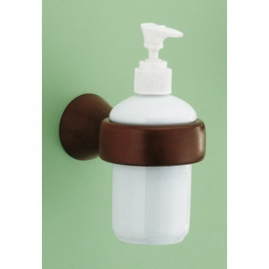 Soap Dispenser, Gedy 2385-20, Wall Mounted Ceramic Soap Dispenser with Mahogany Mounting 2385-20