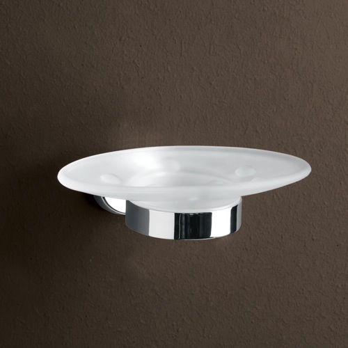 Soap Dish, Gedy 3711-13, Wall Mounted Frosted Glass Soap Dish With Chrome Mounting 3711-13