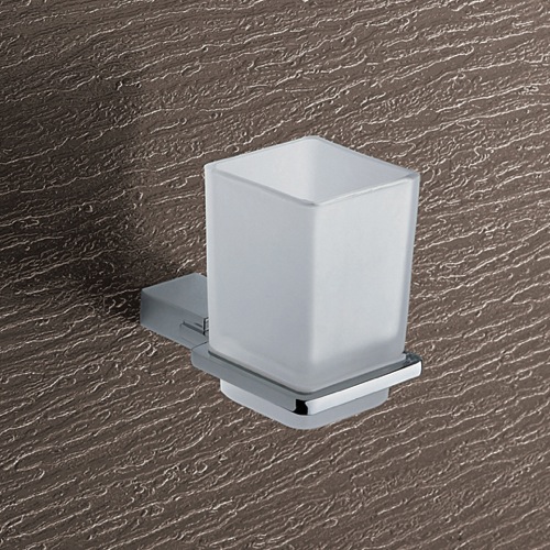 Toothbrush Holder, Gedy 3810-13, Wall Mounted Frosted Glass Toothbrush Holder With Chrome Mounting 3810-13