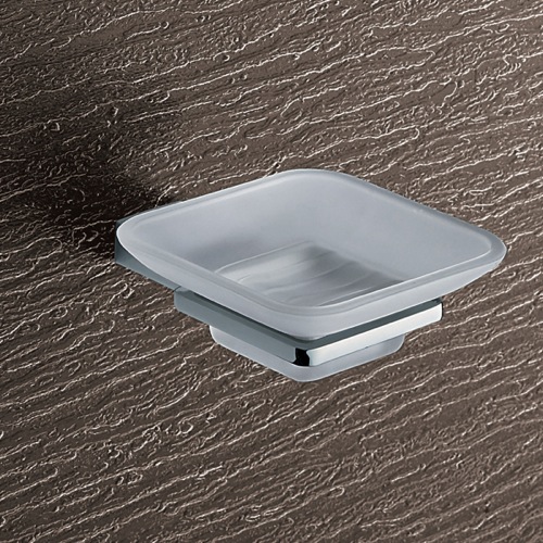 Soap Dish, Gedy 3811-13, Wall Mounted Frosted Glass Soap Dish With Chrome Mounting 3811-13