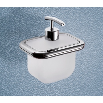 Soap Dispenser, Gedy 4381-13, Wall Mounted Frosted Glass Soap Dispenser With Polished Chrome Mounting 4381-13
