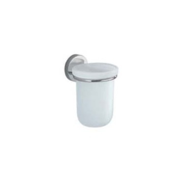 Toothbrush Holder, Gedy 4710-13, Round White Frosted Glass Wall Toothbrush Holder 4710-13