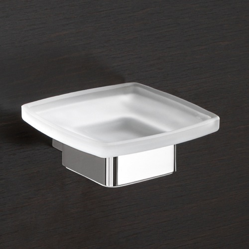 Soap Dish, Gedy 5411-13, Wall Mounted Frosted Glass Soap Dish With Chrome Base 5411-13
