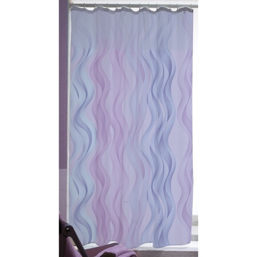 Shower Curtain, Gedy 6024, 95 x 79 Inch Lilac or Blue Polyester Wavy Shower Curtain 6024