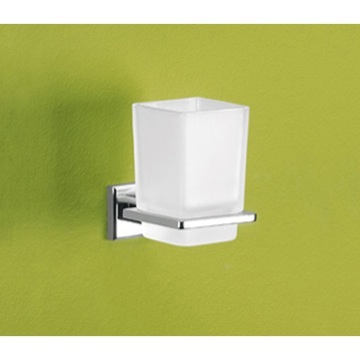Toothbrush Holder, Gedy 6910-13, Wall Mounted Frosted Glass Toothbrush Holder 6910-13