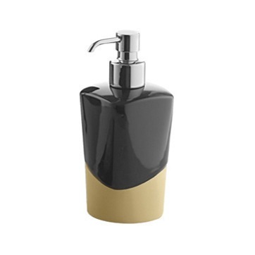 Soap Dispenser, Gedy 7181-82, Black and Mustard Pottery Soap Dispenser 7181-82