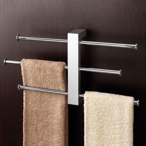 Towel Rack, Gedy 7630-13, Polished Chrome Wall Mounted Towel Rack With 3 16 Inch Sliding Rails 7630-13