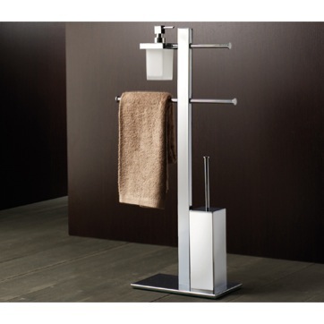 Bathroom Butler, Gedy 7636-13, Floor Standing Chromed Brass Bathroom Butler With Towel Holder 7636-13