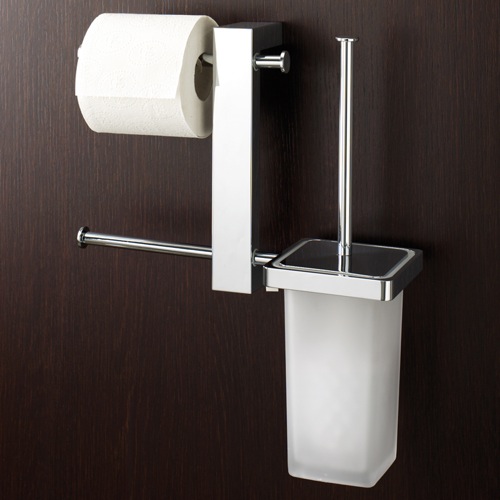 Bathroom Butler, Gedy 7640-13, Wall Mount Chrome Rack With Tissue Holder and Toilet Brush 7640-13