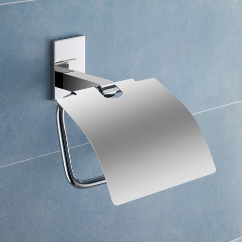 Toilet Paper Holder, Gedy 7825-13, Chromed Brass Toilet Roll Holder With Cover 7825-13