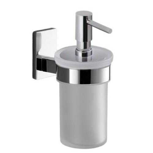 Soap Dispenser, Gedy 7881-13, Wall Mounted Frosted Glass Soap Dispenser With Chrome Mounting 7881-13