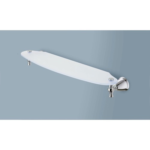 Bathroom Shelf, Gedy LI19-60-13, 24 Inch Frosted Glass Bath Shelf with Polished Chrome Wall Mounts LI19-60-13
