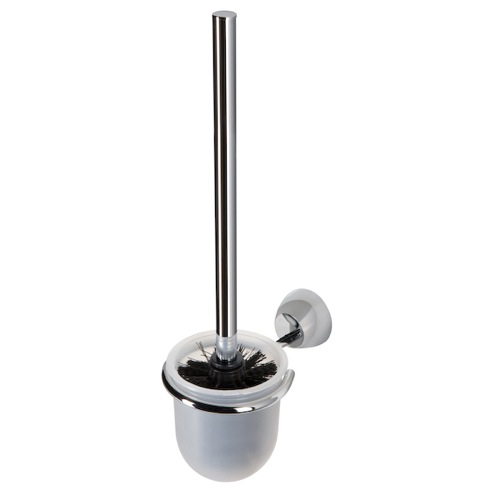 Toilet Brush, Geesa 2110, Wall Mounted Glass Toilet Brush Holder with Chrome Mounting 2110