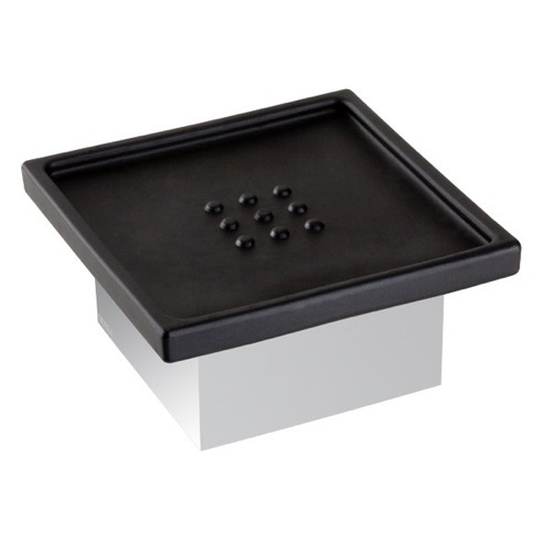 Soap Dish, Geesa 3542-02, Modern Free Standing Soap Holder of Black Frosted Glass 3542-02