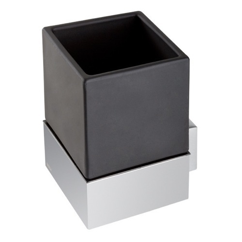 Toothbrush Holder, Geesa 3543-02, Decorative Wall Mounted Black Frosted Glass Tumbler Holder 3543-02