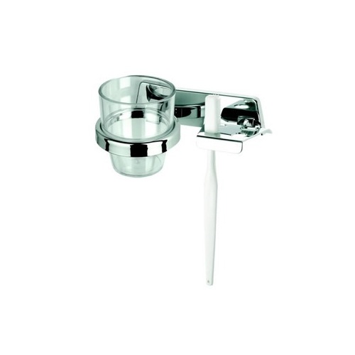 Toothbrush Holder, Geesa 6164, Wall Mounted Glass Bathroom Tumbler and Toothbrush Holder 6164