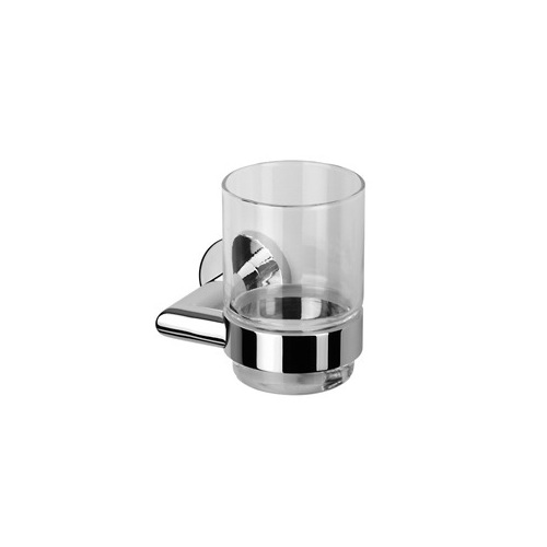Toothbrush Holder, Geesa 6502-02, Wall Mounted Glass Tumbler with Chrome Holder 6502-02