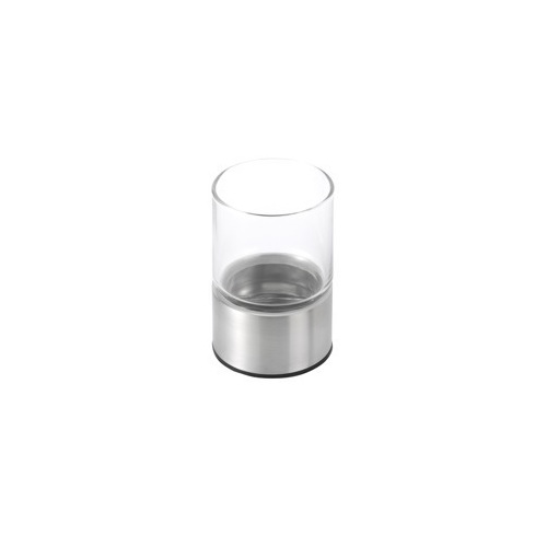 Toothbrush Holder, Geesa 6531-05, Clear Glass Bathroom Tumbler with Stainless Steel Holder 6531-05