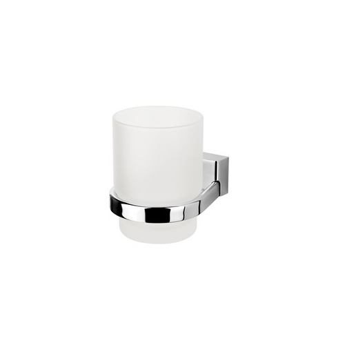 Toothbrush Holder, Geesa 7002, Wall Mounted Glass Bathroom Tumbler with Chrome Holder 7002